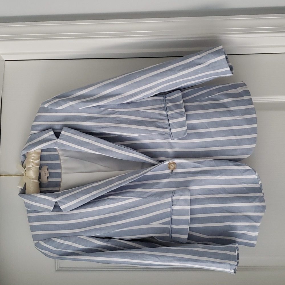 Loft blue and white striped linen blazer